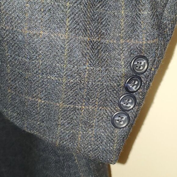Pronto Uomo 2 Button windowpane Plaid Blazer Wool Sport Coat Jacket Men Size 50R - Picture 4 of 11